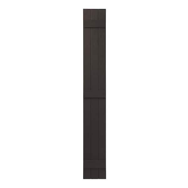 Ply Gem 11 in. x 81 in. Polypropylene 3-Board Closed Board and Batten Shutters Pair in Brown