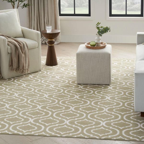 Jubilant Olive 8 ft. x 10 ft. Trellis Transitional Area Rug
