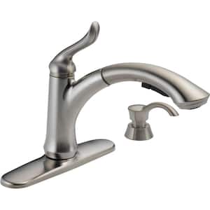 Linden Single-Handle Pull-Out Sprayer Kitchen Faucet with Soap/Lotion Dispenser in Stainless Steel