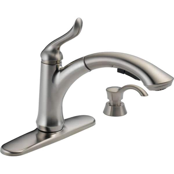 Delta Linden Single-Handle Pull-Out Sprayer Kitchen Faucet with Soap/Lotion Dispenser in Stainless Steel