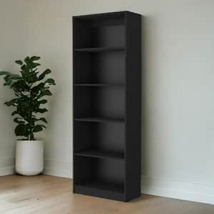 71.1 in. Tall Black Engineered Wood 5 Shelf Standard Bookcase