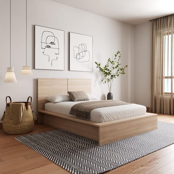 MARS BED FRAME ダブル Nexera James Beige Oak Frame King Size