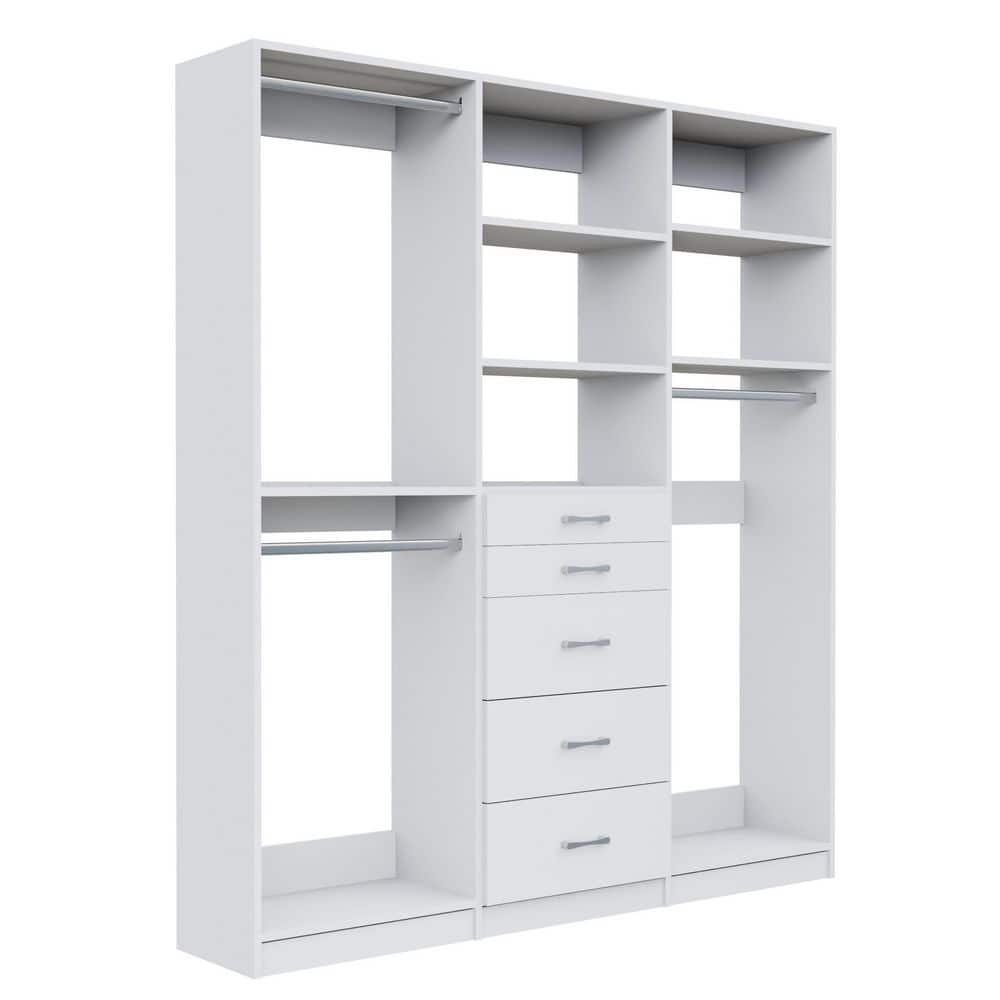 Alto Collection 64.5 in W White Wall Mounted Double Hang, 5-Drawer and Medium Hang Wood Closet System price history on PriceWatchPro
