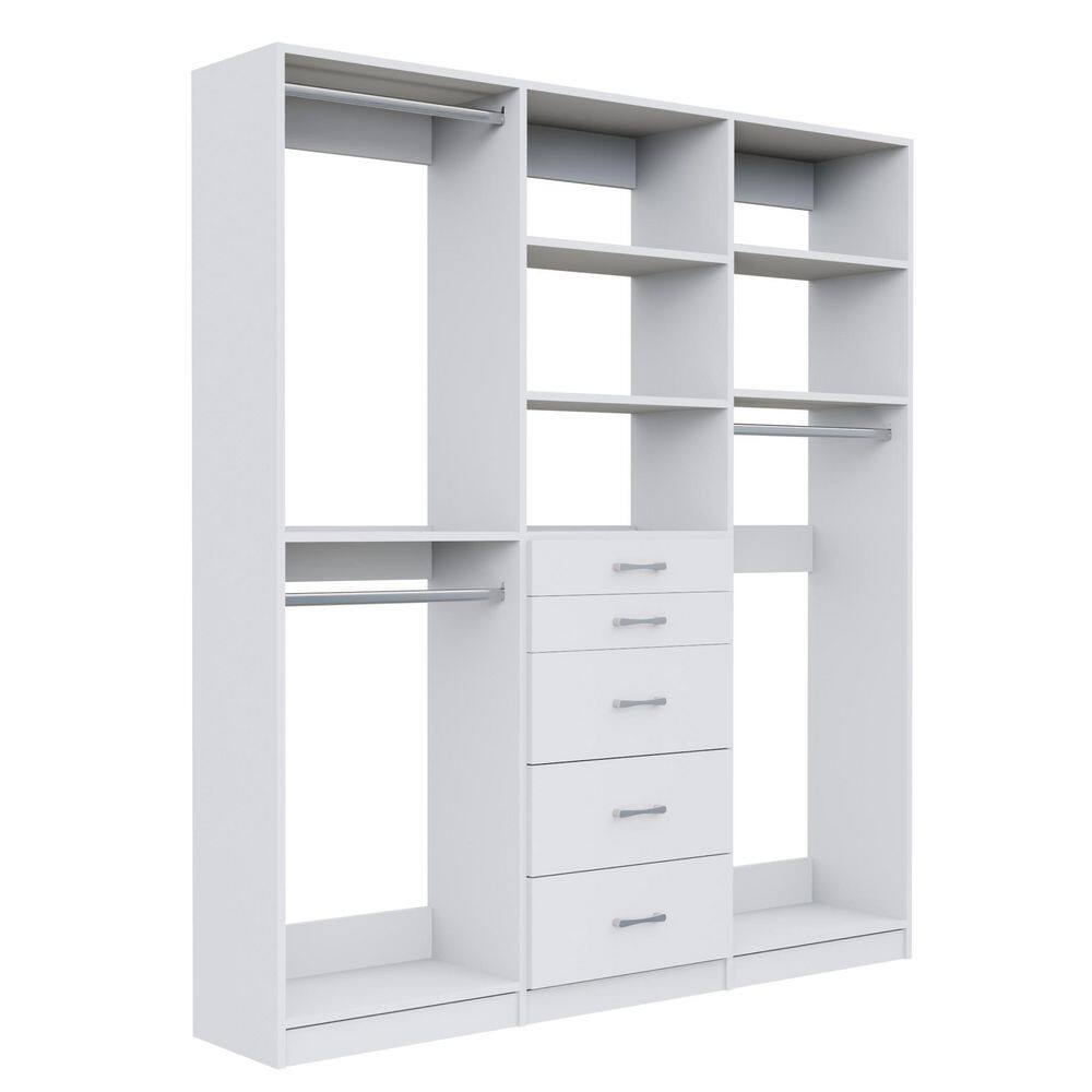 Alto Collection 84 in W White Wall Mounted Double Hang, 5-Drawer and Medium Hang Wood Closet System price history on PriceWatchPro