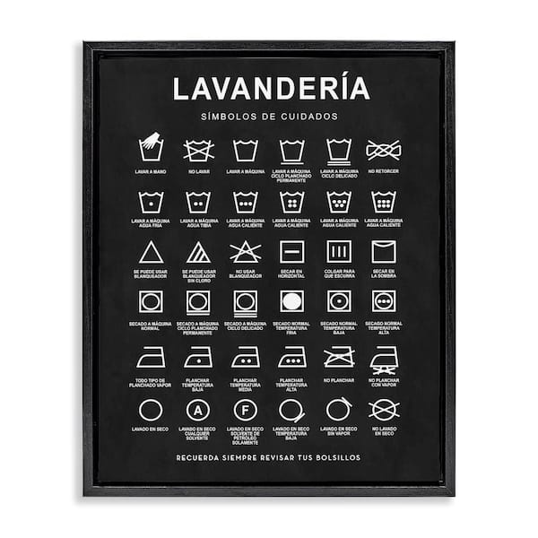 Stupell Industries Lavanderia Symbol Guide Black by Lettered and Lined Black Floater Frame Typography Graphic Art Print 21 in. x 17 in.