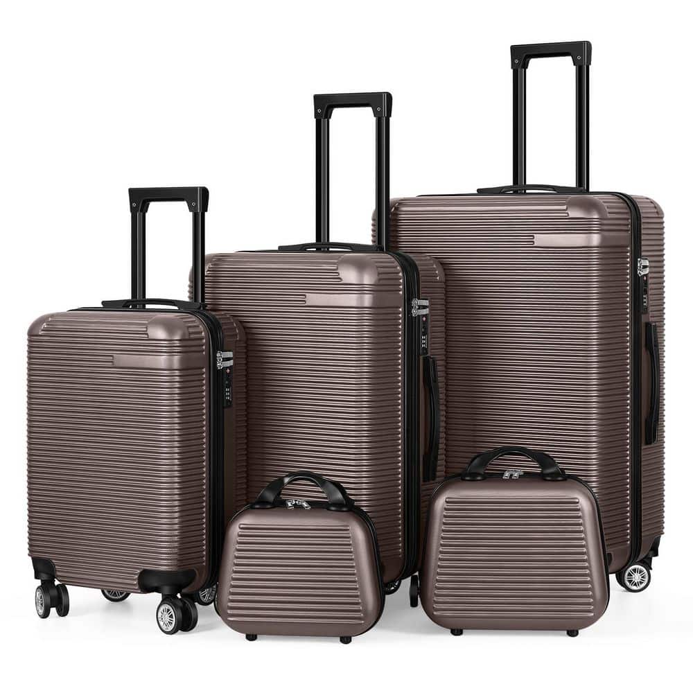 HIKOLAYAE 5-Piece Carry On Horizontal Stripe Luggage Set with