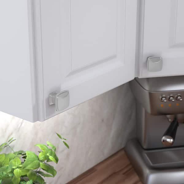 Charlemagne Collection 1-11/16 in. (43 mm) Classic Brushed Nickel Square Cabinet Knob