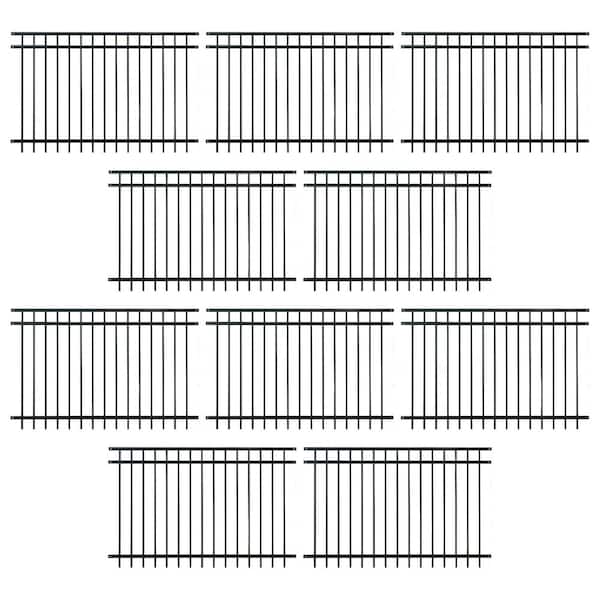 Fencer Wire 4 ft. x 6 ft. Heavy Duty Flat Top Metal Fence Panel, Anti-Rust Decorative Garden Fence Panel (Pack of 10)