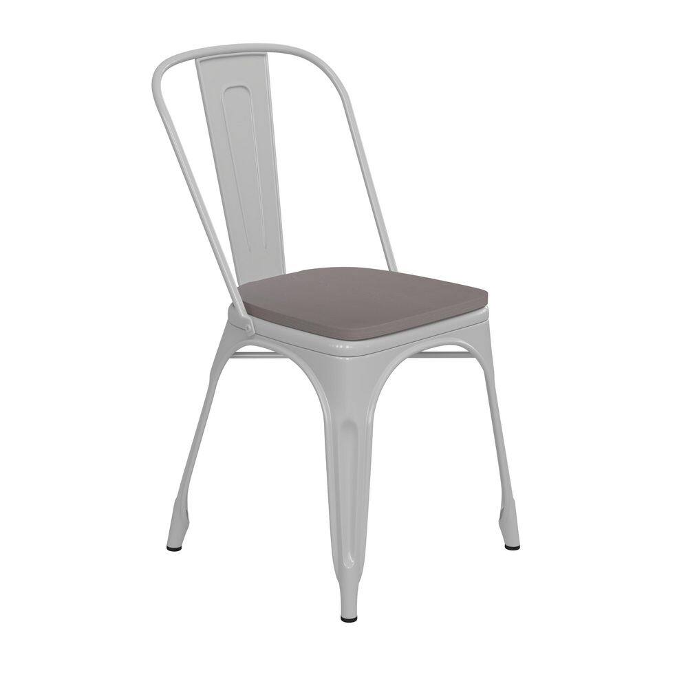 Carnegy Avenue White Metal Outdoor Dining Chair in Gray CGACH515767