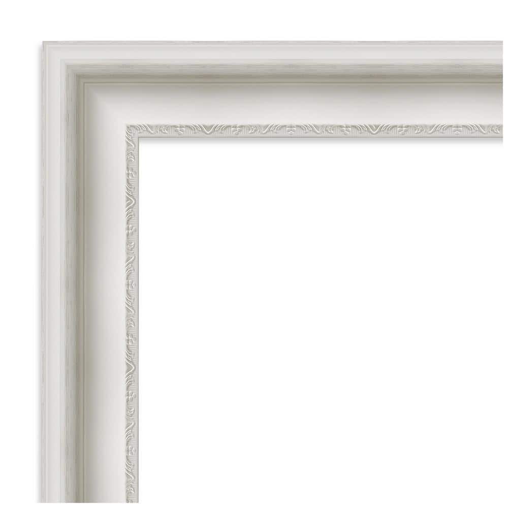 34" x 28" White Ornate Framed Bathroom Vanity Mirror