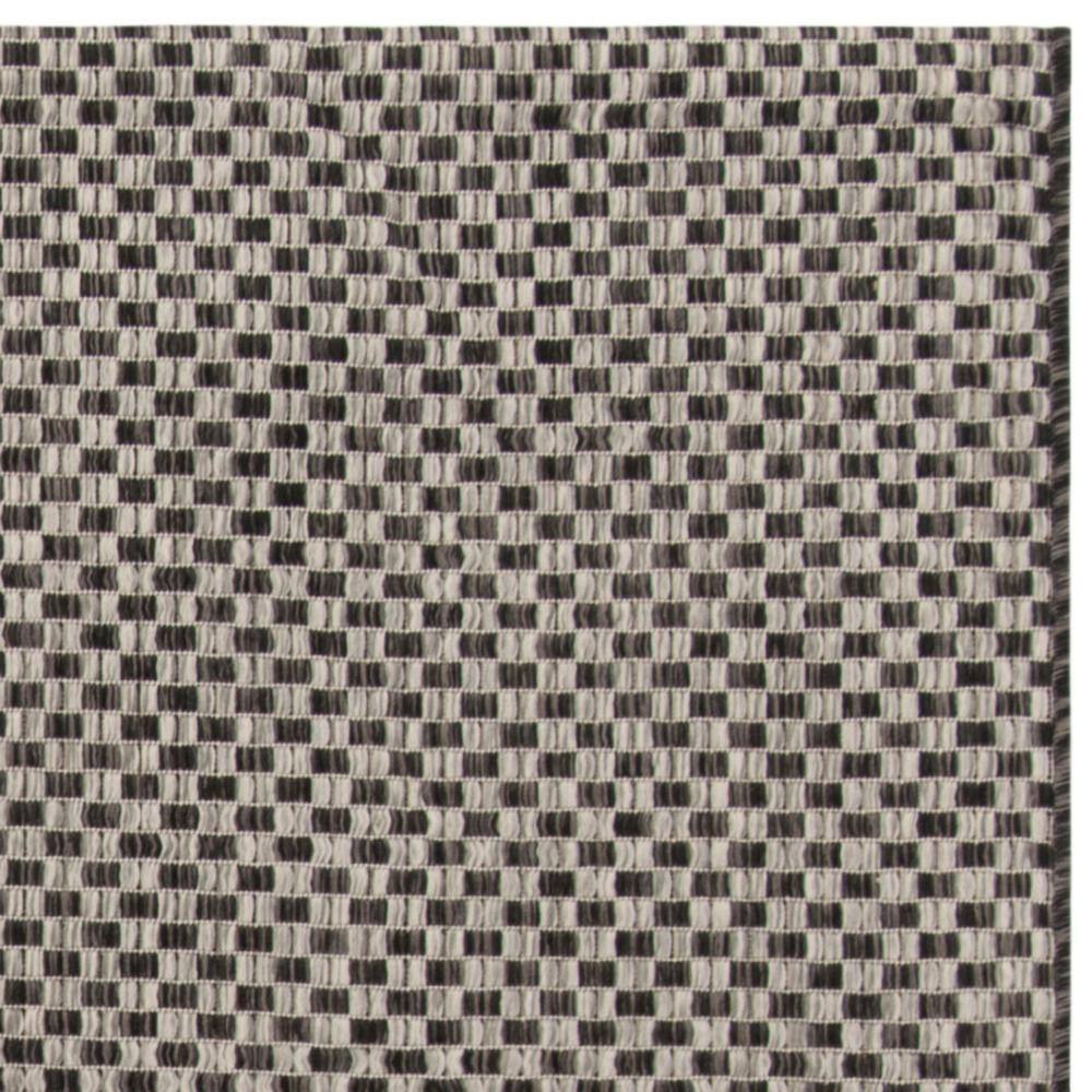 Black and Light Grey Synthetic Square Indoor/Outdoor Rug, 5'3" x 5'3"