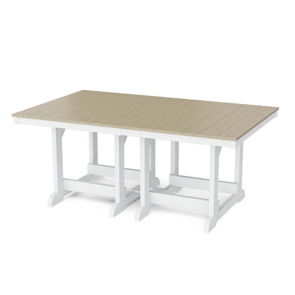 Heritage Weathered Wood and White HDPE Plastic 44 in. x 72 in. Outdoor Dining Table price history on PriceWatchPro