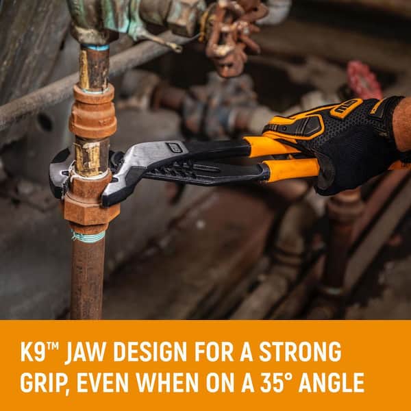 8 in. PITBULL K9 Straight Jaw Dipped Grip Tongue and Groove Pliers