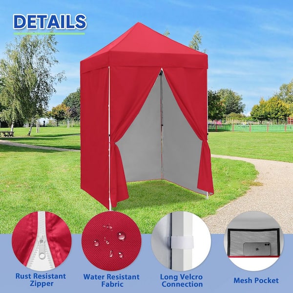 COOS BAY 5 ft. x 5 ft. Red Instant Canopy Pop Up Tent with 4