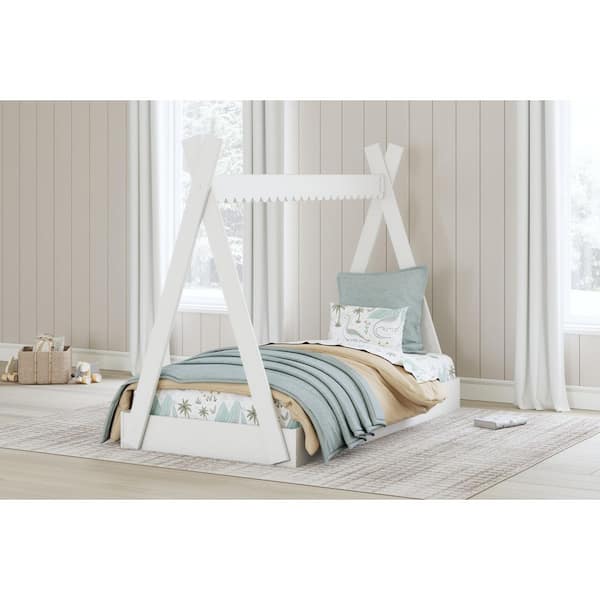 Signature Design By Ashley Hallityn White Twin Canopy Bed