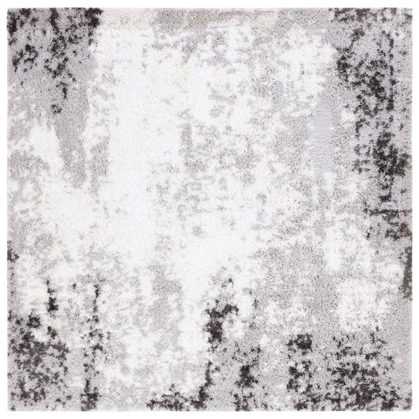 SAFAVIEH Berber Shag 7 ft. x 7 ft. Light Gray/Dark Gray Modern Distressed Square Area Rug