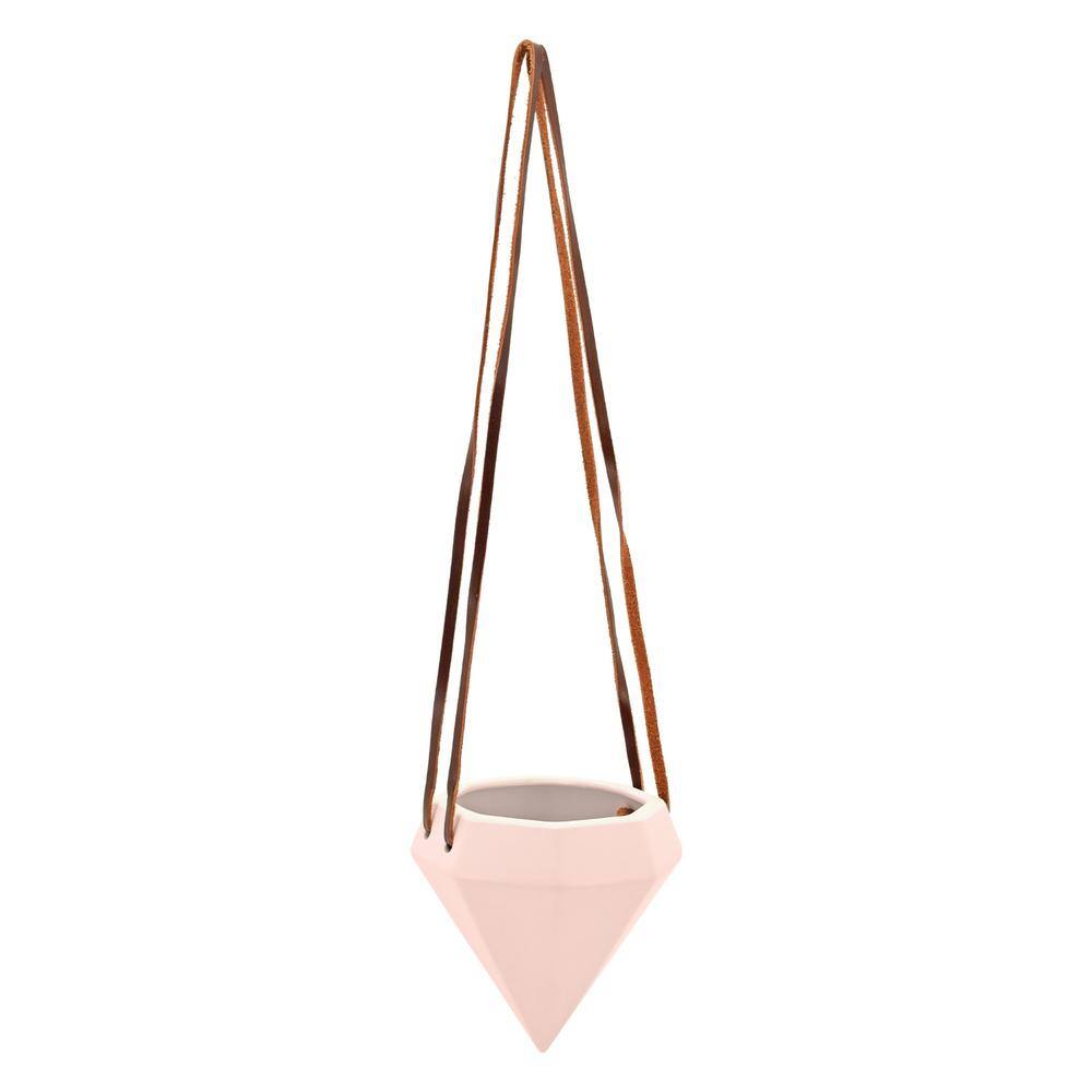 Diamond 4-1/2 in. x 4-1/2 in. Coral Ceramic Hanging Planter