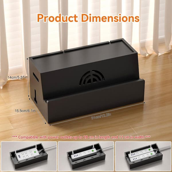 Ahfiwaso Bamboo Series 31 x 14 x 15.5cm Cable Management Box