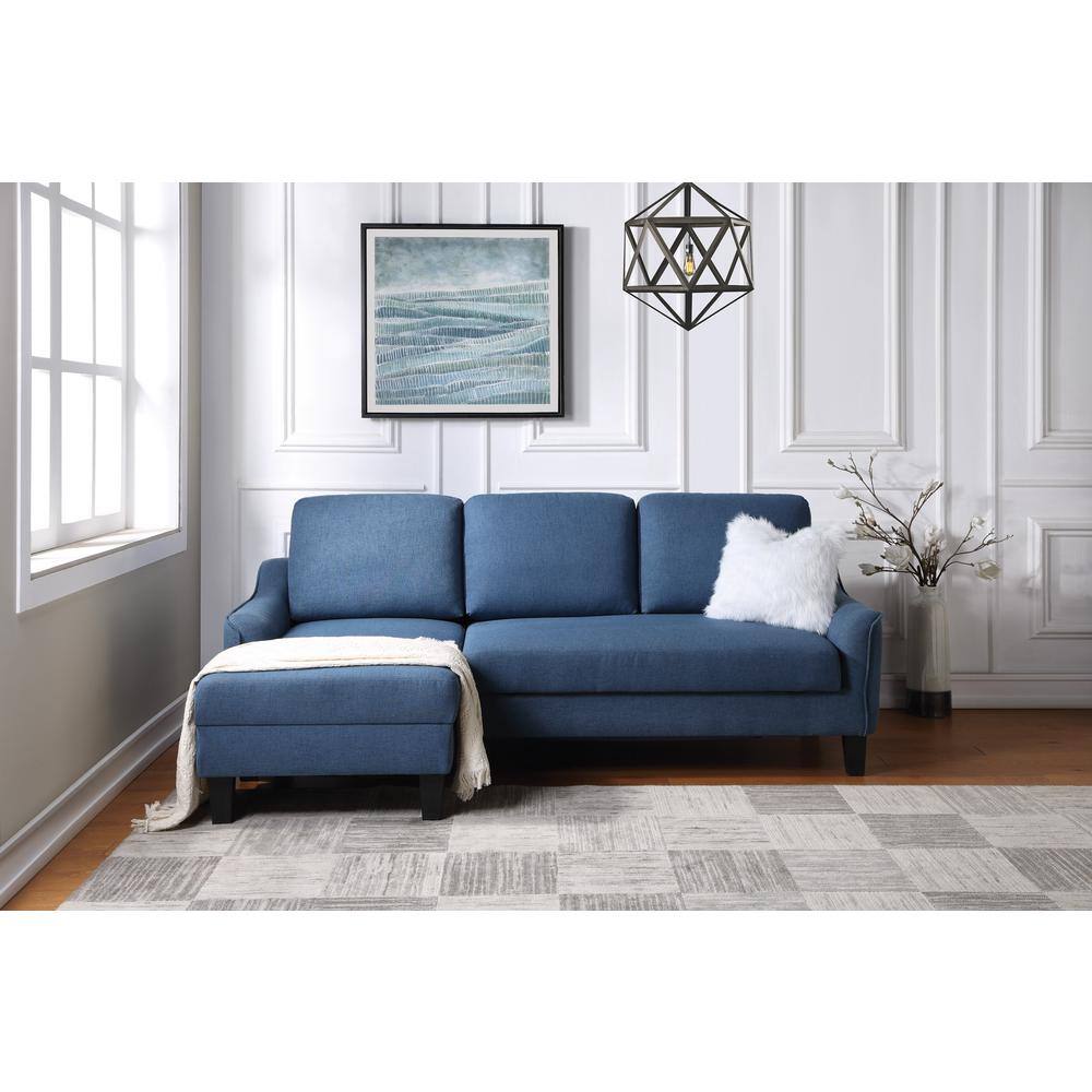Blue Twin Fabric Sleeper Sectional with Pillow-top Arm
