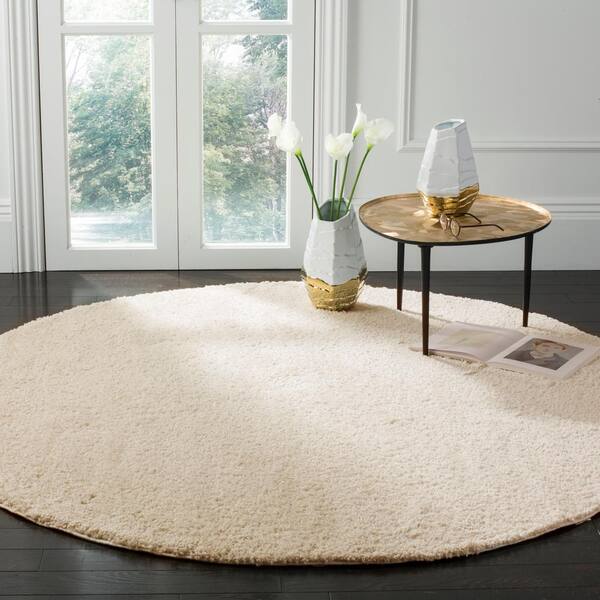 Arizona Shag Cream 7 ft. x 7 ft. Round Solid Area Rug