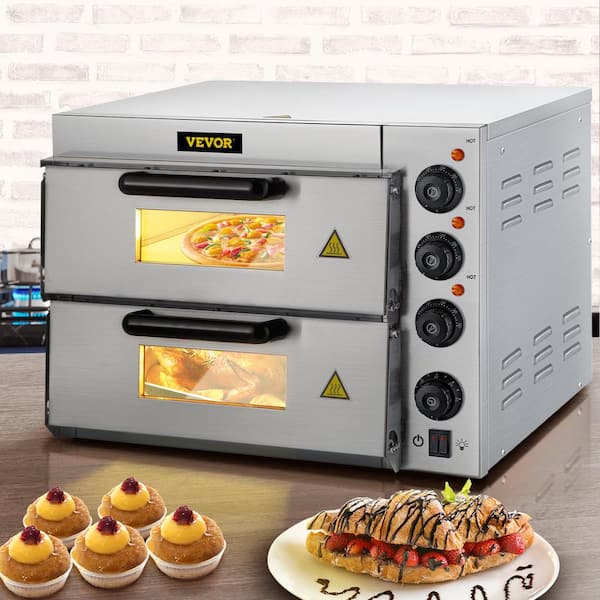 VEVOR Silver Countertop Oven Commercial Convection Oven 43 qt Half-Size Conventional 1600 Watt 4-Tier Toaster