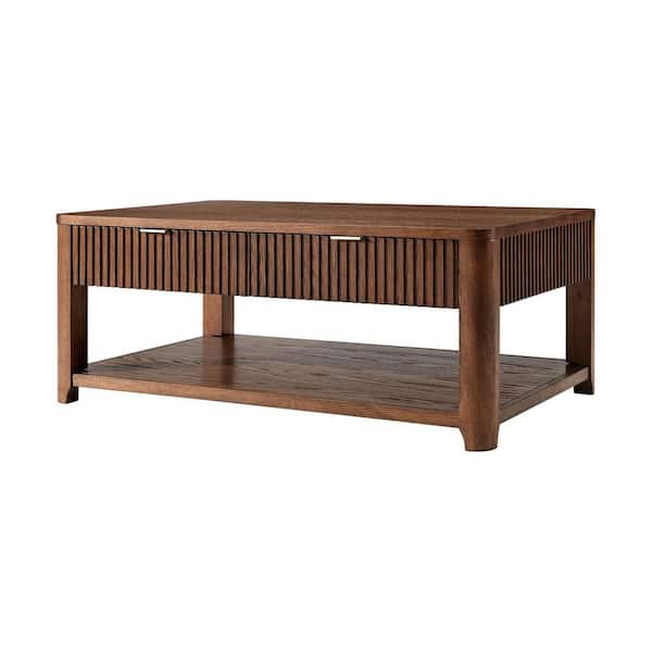 JAYDEN CREATION Javier 48 in. Walnut Rectangle Wood Coffee Table