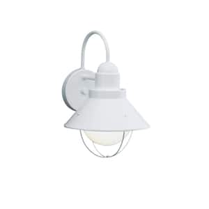 Seaside 1-Light White Outdoor Hardwired Barn Sconce with No Bulbs Included (1-Pack)