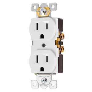 15 Amp/125-Volt, Duplex Heavy-Duty Receptacle, White 3-Prong Self-Grounding Clip Wall Outlet, UL Listed (1-Pack)