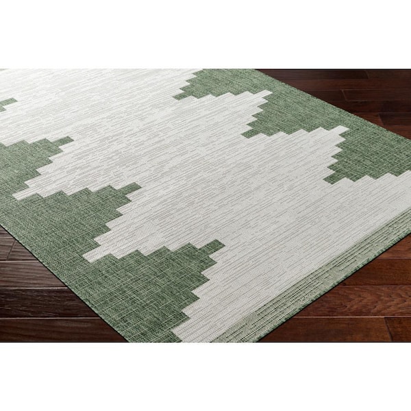 Lageli Grass Green 9 ft. x 12 ft. Geometric Indoor/Outdoor Area Rug
