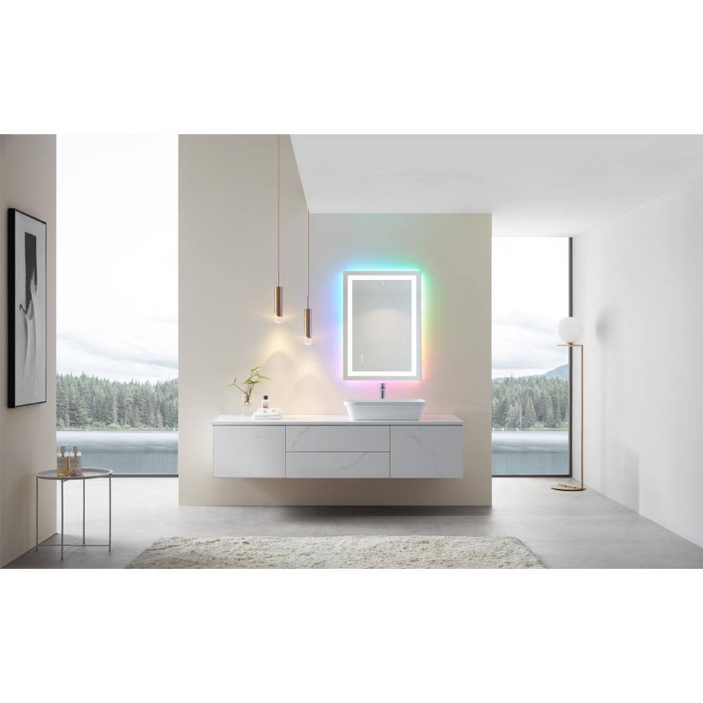 32x24 Frameless RGB Backlit Anti-Fog LED Bathroom Vanity Mirror