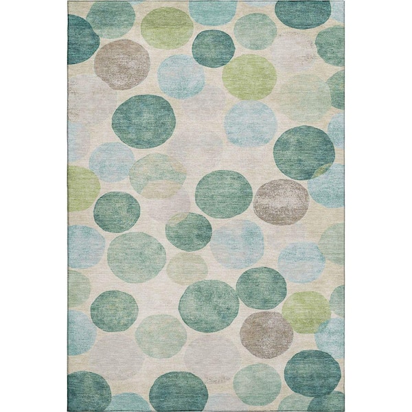 Mayfield Premium Machine Washable Abstract AMF1951 Teal 3 ft. x 4 ft. Area Rug