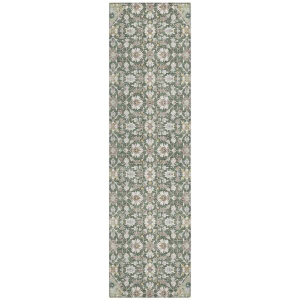 Chantille Machine Washable Indoor/Outdoor Abstract ACN3046 Basil 2 ft. x 7 ft. Runner Rug