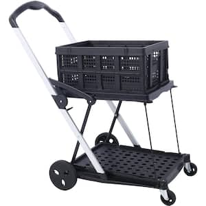 Collapsible Utility Cart Multi Use Functional Shopping Carts 2-Tier with Baskets Carrito Para Supermercado Con Ruedas
