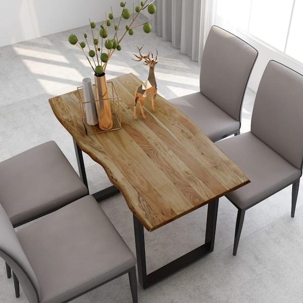 Hidden cabin poverty Aoibox 46.5 in. L x 22.8 in. W x 29.9 in. H Solid Acacia Wood Irregular  Shaped 4-People Dining Table (Seats 4) HDDB568 - The Home Depot