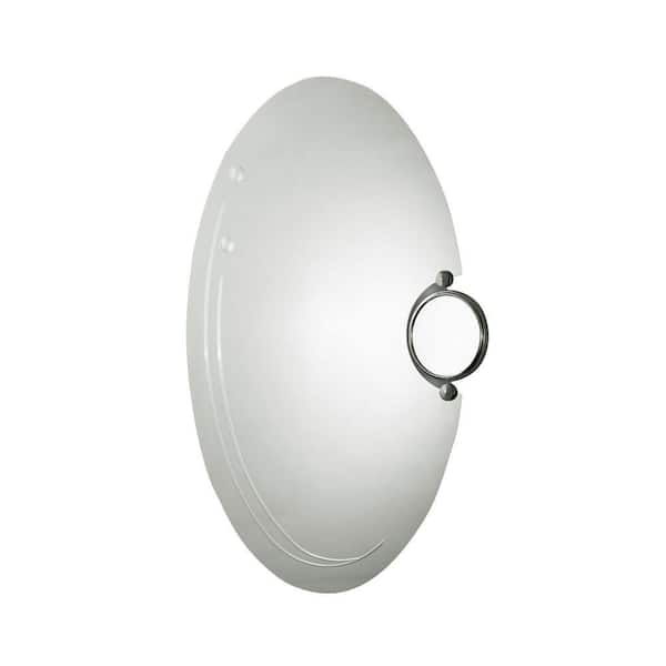 Garrido Bros. and Co. 23 in. W x 35 in. H Bi-View Frameless Wall Mount Oval Bathroom Mirror with 3X Hairdressing Magnifier