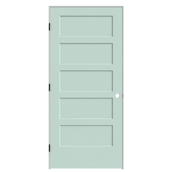 Masonite 36 in. x 80 in. 5-Panel Bayshore Right-Hand Solid Core Sea Glass Molded Composite Single Prehung Interior Door