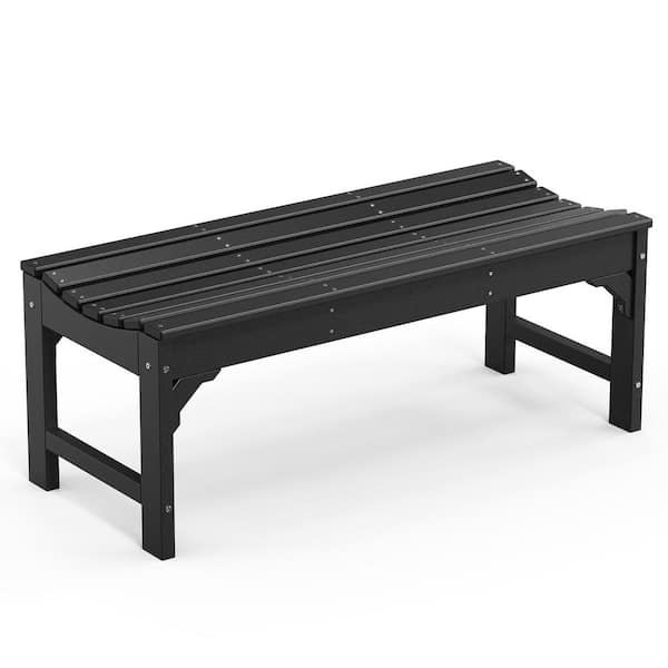 Karl home 46 in. Black Outdoor Ottoman Patio Bench