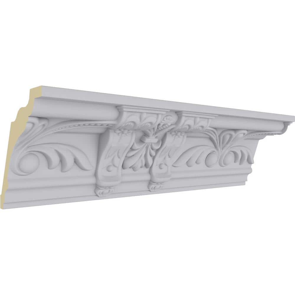 Elegant White Polyurethane Crown Moulding with Ornate Design