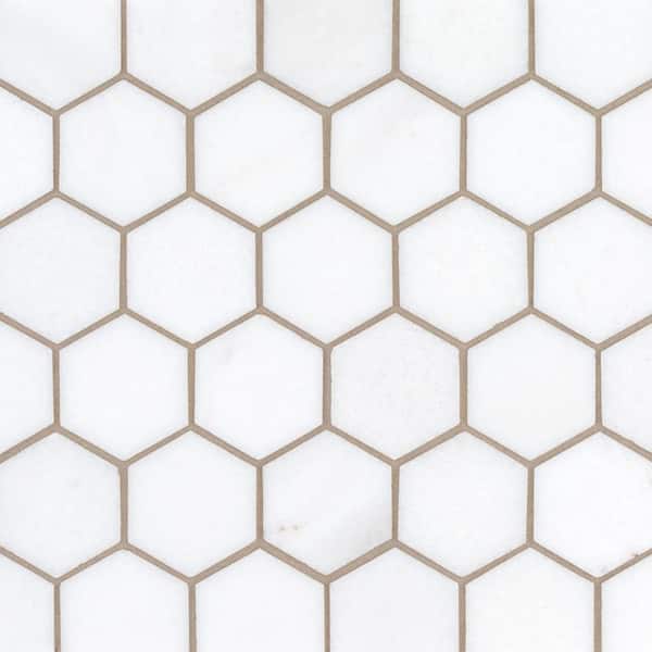 Apollo Tile (Sample) Heritage White 10-in x 10-in Honed Marble Honeycomb Patterned Floor and Wall Tile