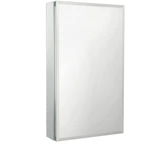 25 in. W x 14 in. Silver Frameless Recessed or Surface Mount Bi-View Bathroom Medicine Cabinet with Mirror