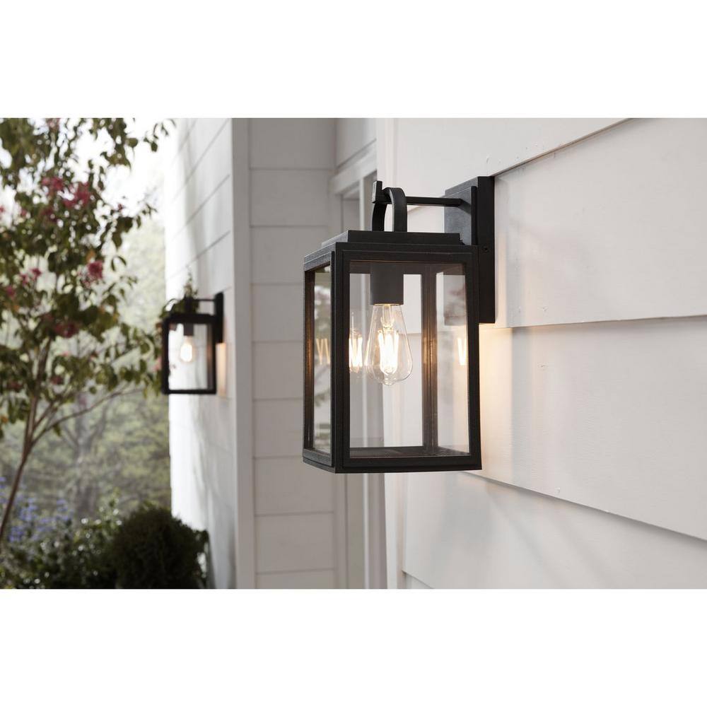 Coastal-Inspired Black Bronze Outdoor Lantern with Clear Glass