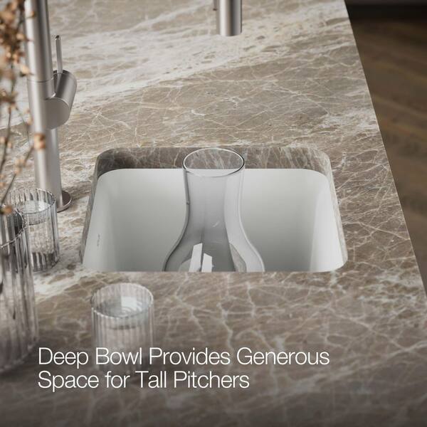 KOHLER Cairn Matte White Granite Composite 16 in. Undermount Bar