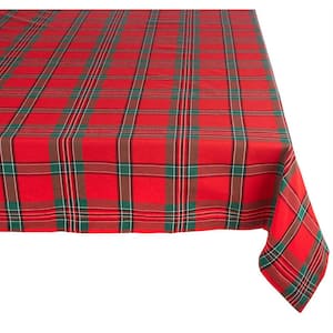 Christmas 60 in. x 120 in. Cardinal Red Plaid Cotton Tablecloth