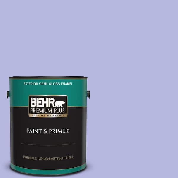 BEHR PREMIUM PLUS 1 gal. #P550-3 Lavender Cloud Semi-Gloss Enamel Exterior Paint & Primer