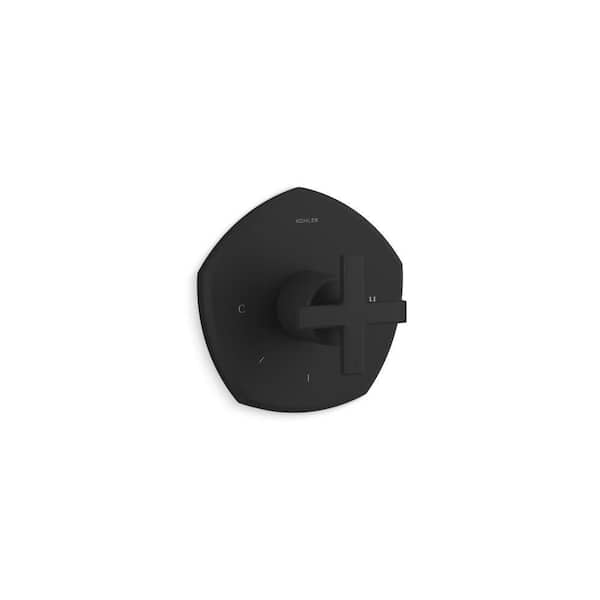 KOHLER Occasion Cross 1-Handle Tub and Shower Faucet Trim in Matte Black with Thermostatic Control