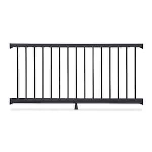 Enhance 6 ft. x 36 in. Charcoal Black Composite Rail with Black Round Aluminum Baluster Kit-Horizontal