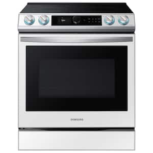 Bespoke 6.3 cu ft. 5-Element Smart Slide-In Electric Range with Self-Cleaning Convection Oven and Air Fry in White Glass