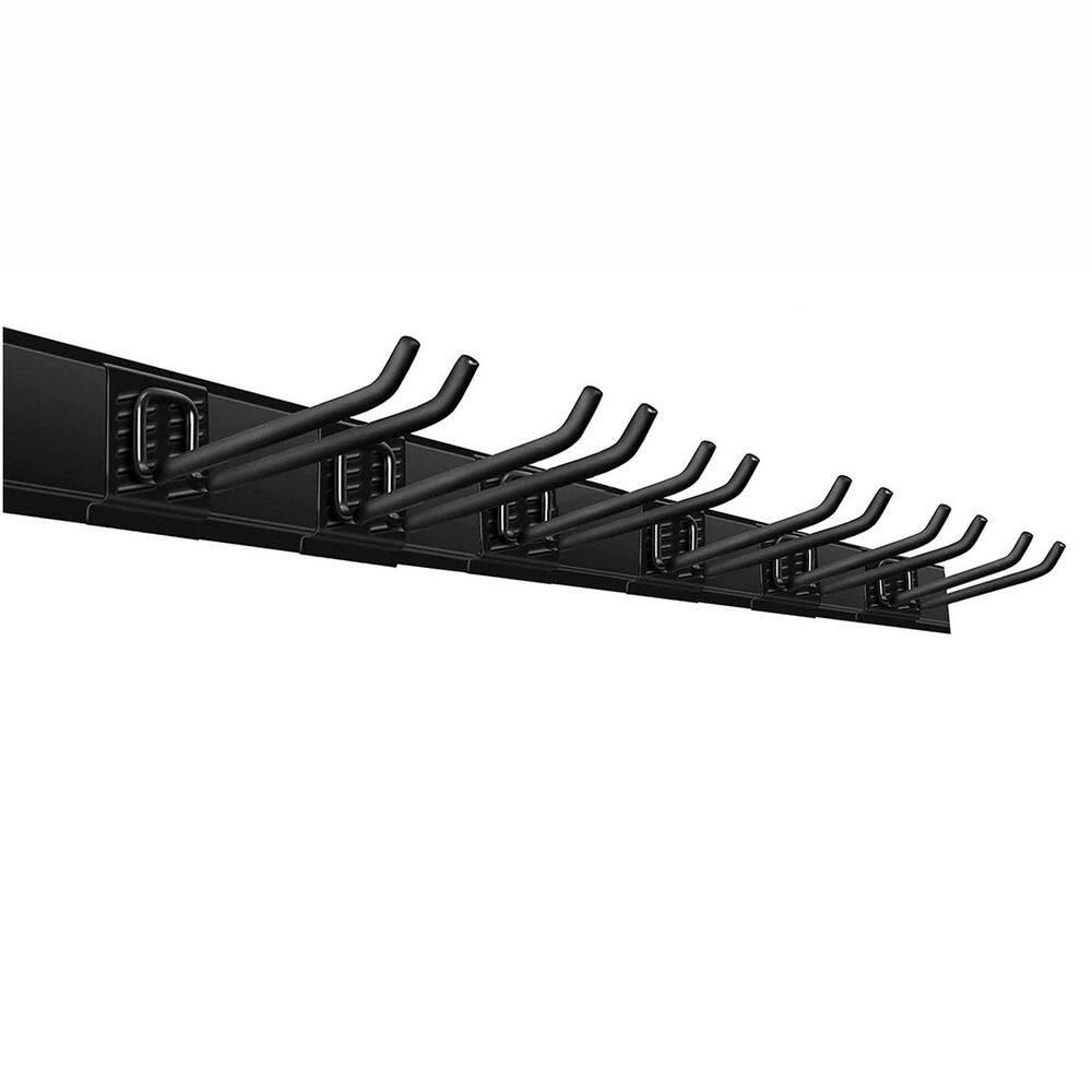 Garage Storage Wall Rack 48 in. Black Steel Adjustable Hooks Heavy Duty Folding Chair Hangers with 6 Hooks price history on PriceWatchPro