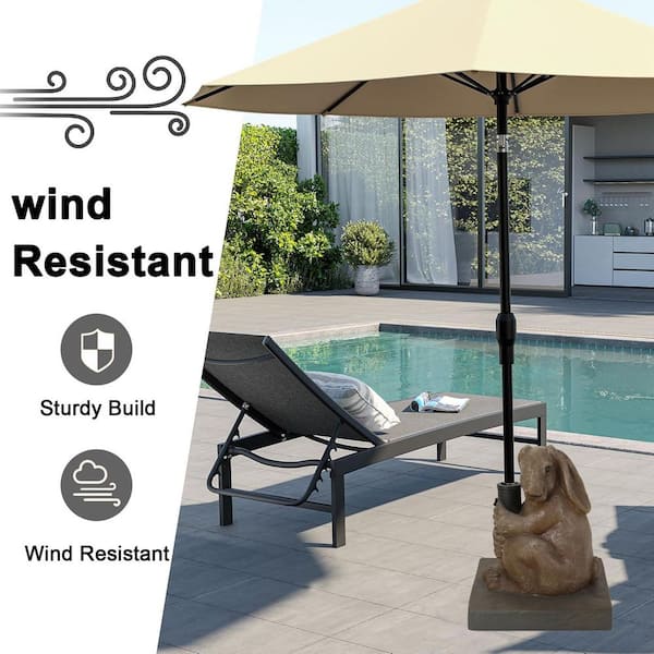 concrete patio umbrella base YLLN Rabbit 65 lb. Concrete Patio Umbrella Base in Light Brown