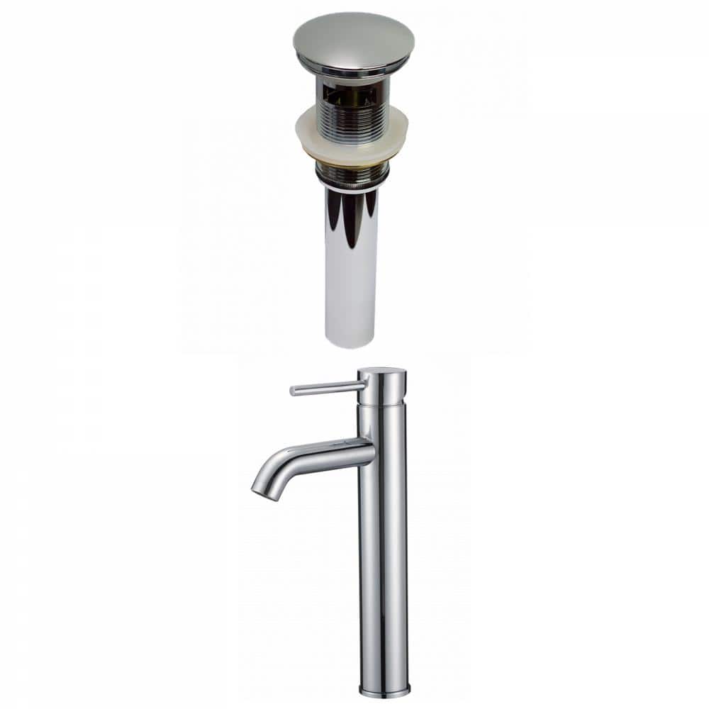 Katrina Single Handle Vessel Sink Faucet with Pop-Up Drain in Brushed Chrom